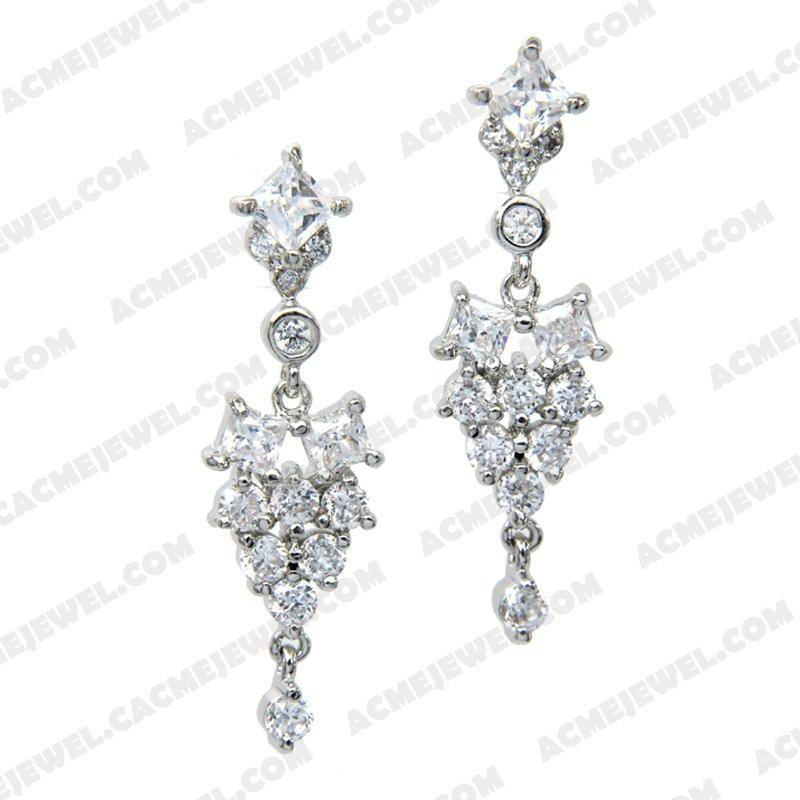 Earrings Silver / Brass  Rhodium plating