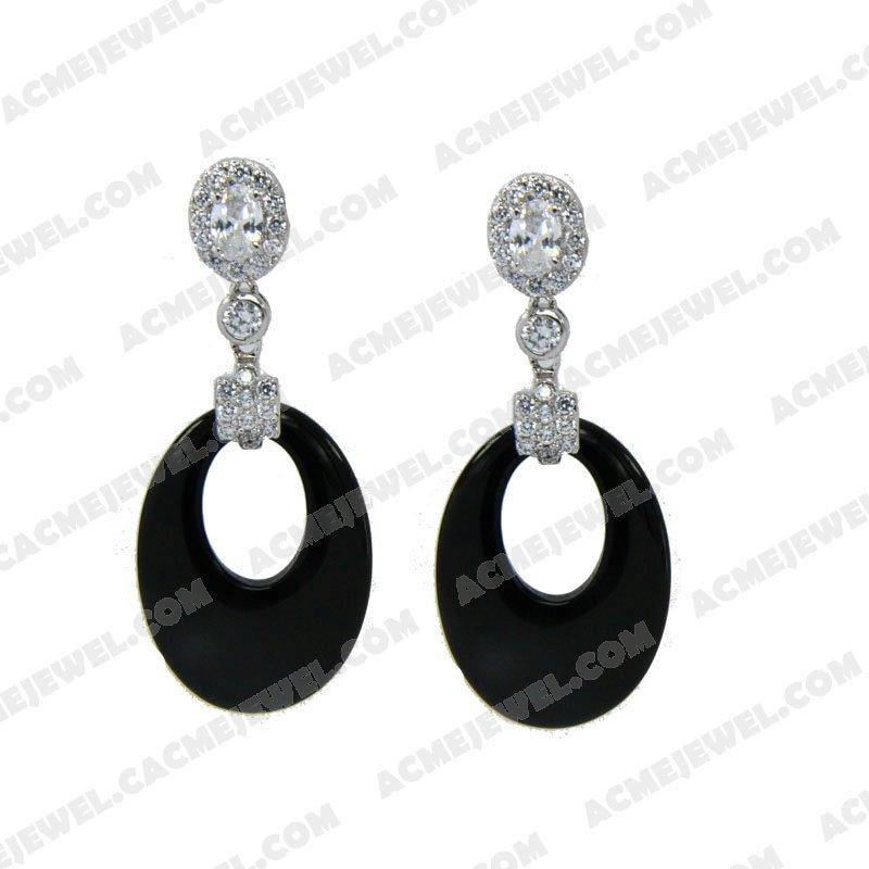 Earrings Silver / Brass  Rhodium plating
