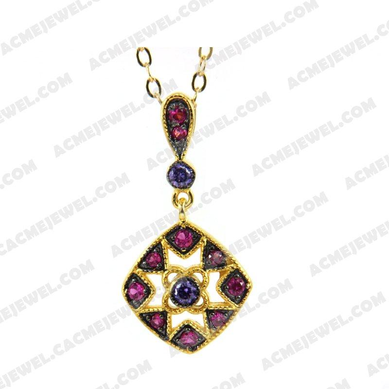 Pendants 925 Sterling Silver 2-tone Gold and black rhodium