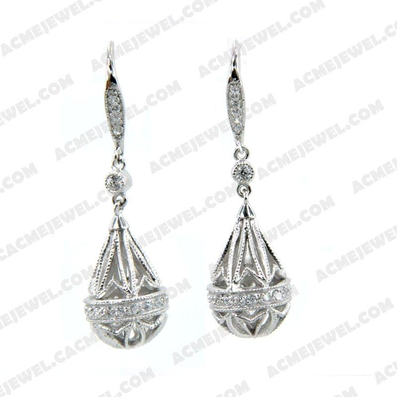 Earrings 925 Sterling Silver  Rhodium 