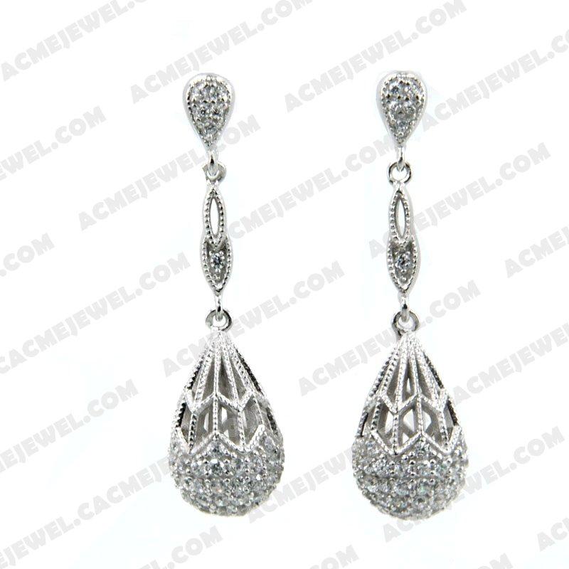 Earrings 925 Sterling Silver  Rhodium 