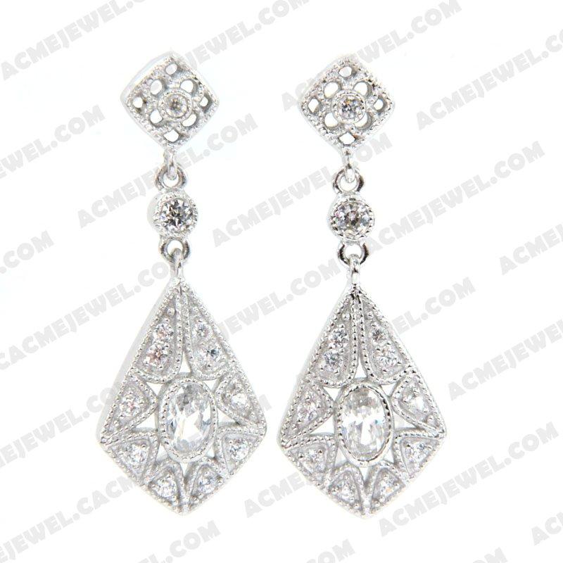 Earrings 925 Sterling Silver  Rhodium 