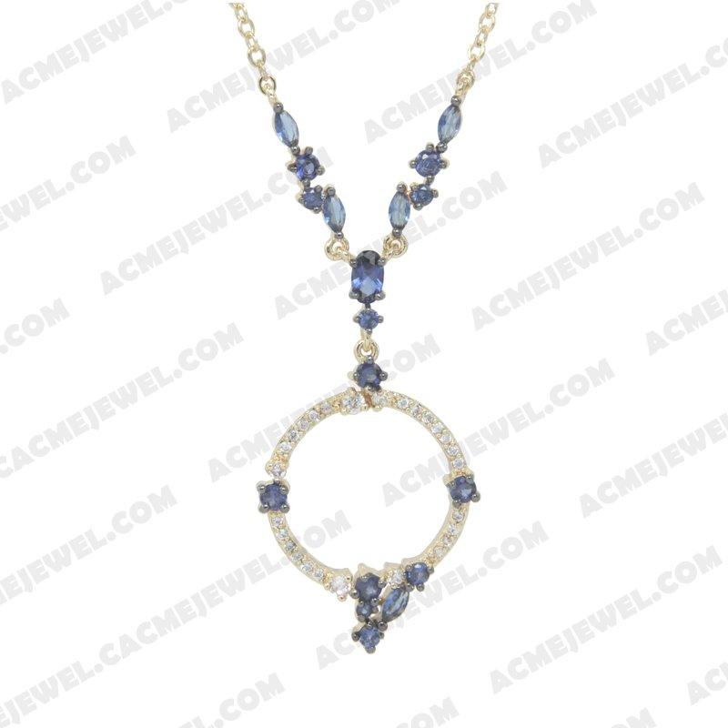 Necklace 925 Sterling Silver 2-tone Gold and black rhodium