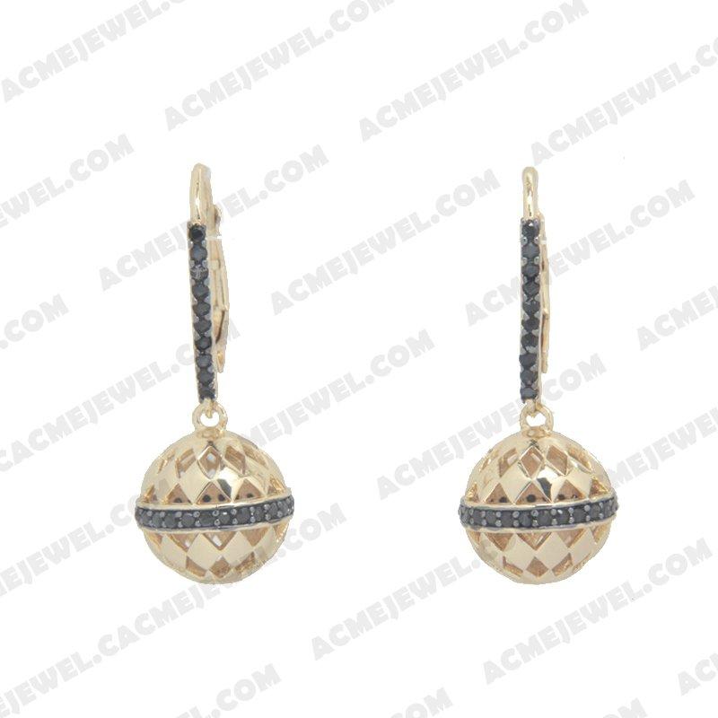 Earrings 925 Sterling Silver 2-tone Gold and black rhodium Earrings 925 Sterling Silver 2-tone Gold and black rhodium