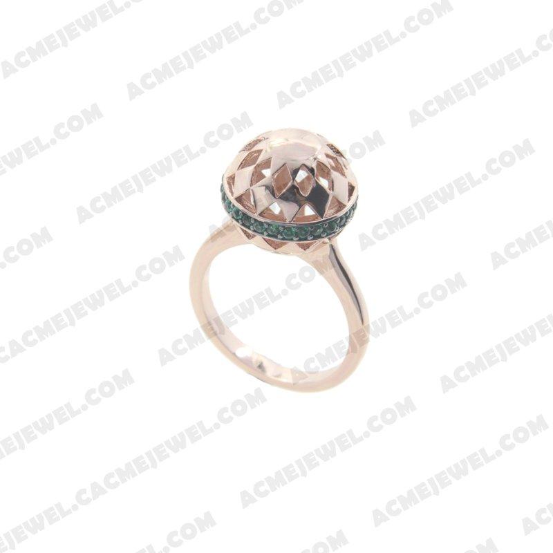 Rings 925 Sterling Silver 2-tone Rose gold and black rhodium