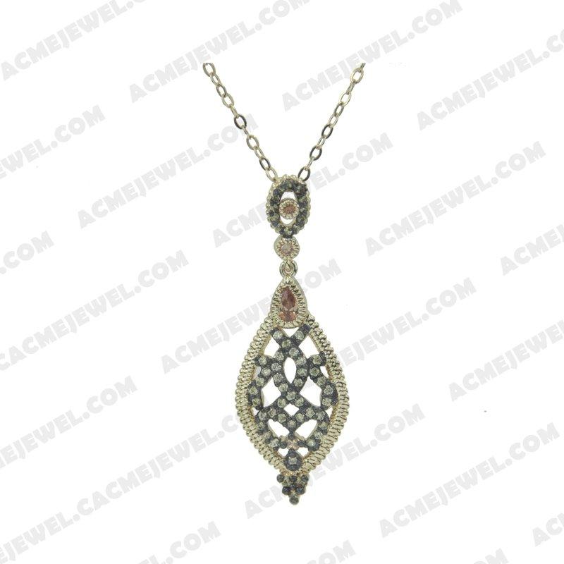 Pendants 925 Sterling Silver 2-tone Gold and black rhodium