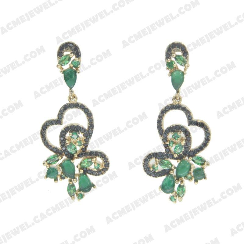 Earrings 925 sterling silver  2-tone Gold and black rhodium