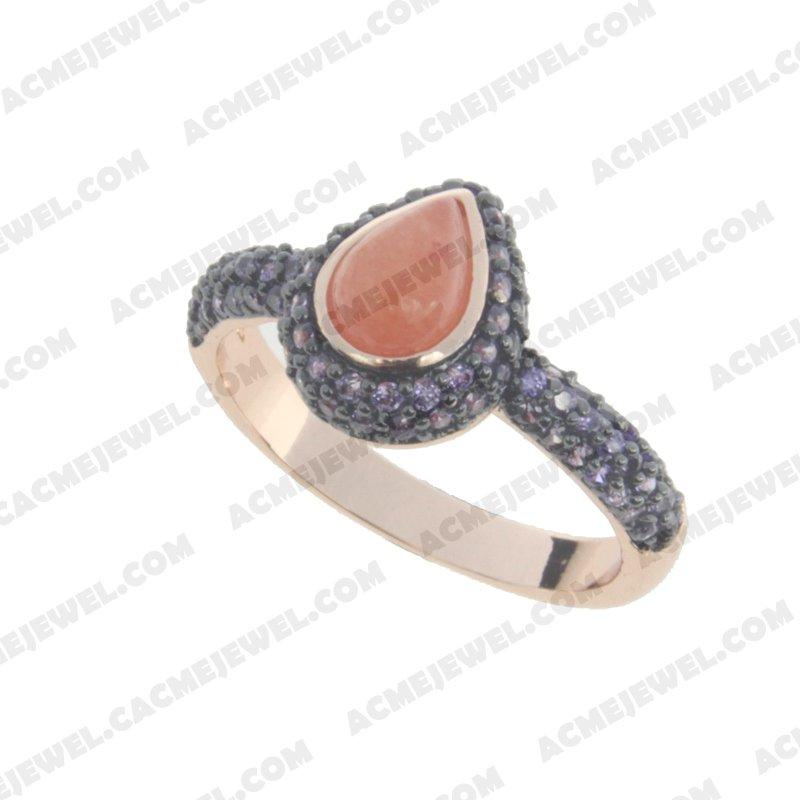 Rings 925 sterling silver  2-tone Rose gold and black rhodium