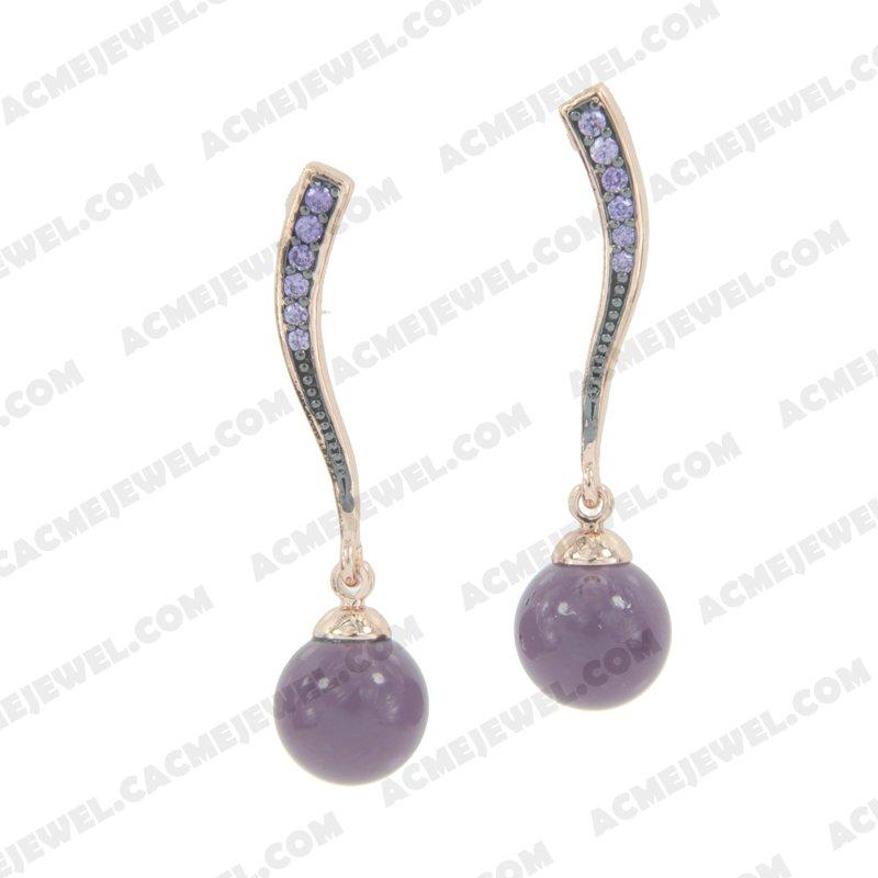 Earrings 925 sterling silver  2-tone Rose gold and black rhodium