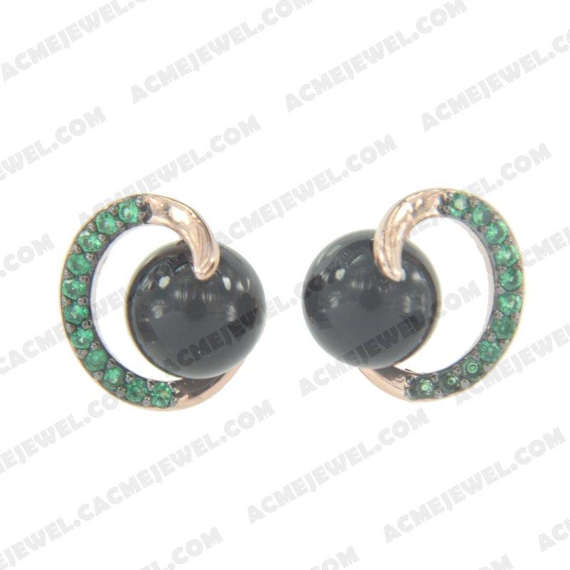 Earrings 925 sterling silver  2-tone Rose gold and black rhodium