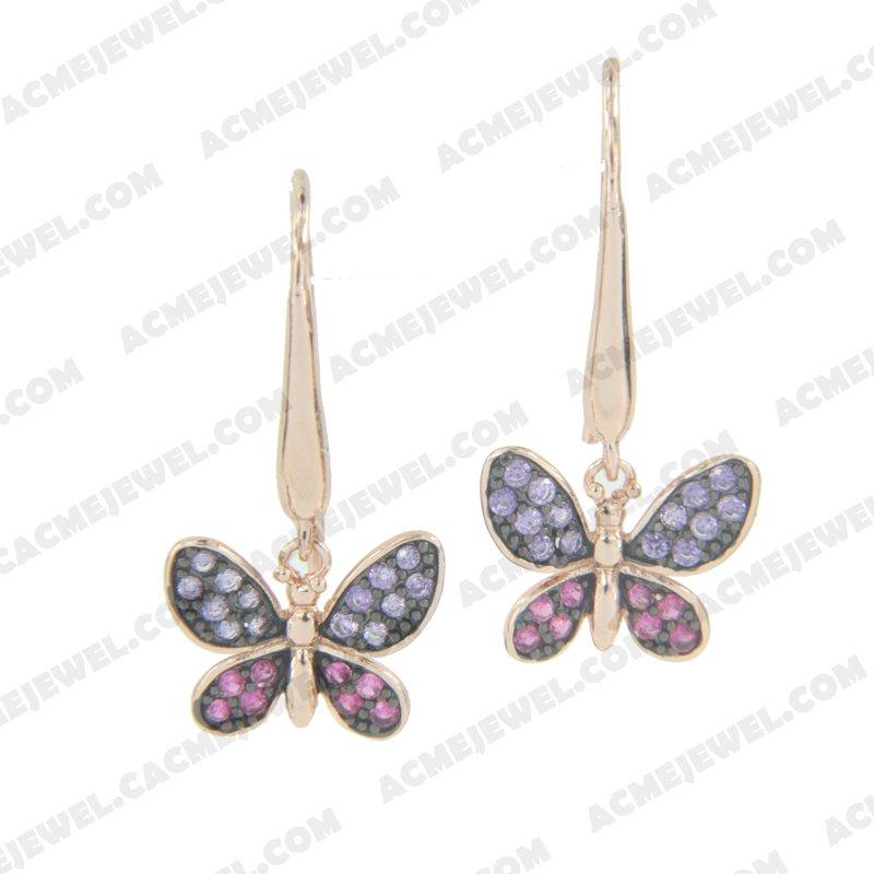 Earrings 925 sterling silver  2-tone Rose gold and black rhodium