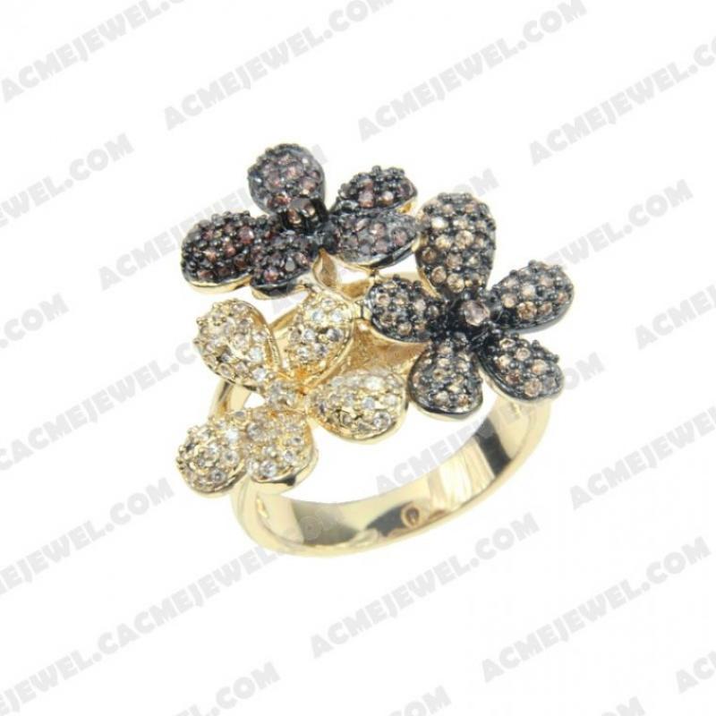 Rings 925 Sterling Silver 2-tone Gold and black rhodium Rings 925 Sterling Silver 2-tone Gold and black rhodium