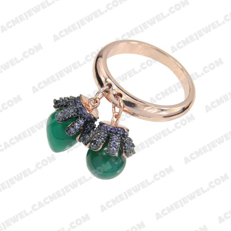 Rings 925 Sterling Silver 2-tone Rose gold and black rhodium