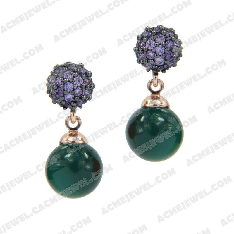 Earrings 925 Sterling Silver 2-tone Rose gold and black rhodium