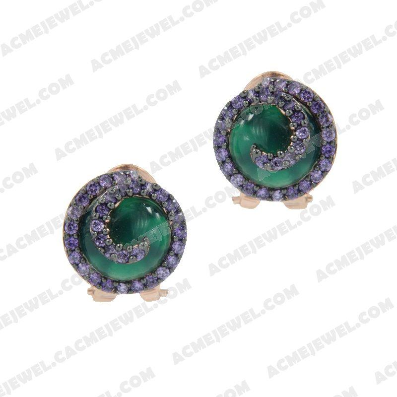 Earrings 925 Sterling Silver 2-tone Rose gold and black rhodium