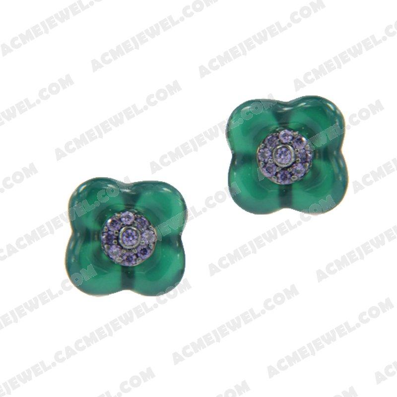 Earrings 925 Sterling Silver 2-tone Rose gold and black rhodium