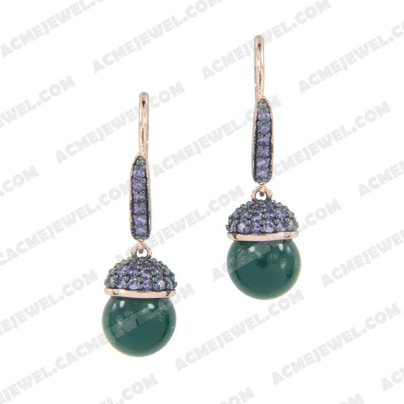 Earrings 925 Sterling Silver 2-tone Rose gold and black rhodium