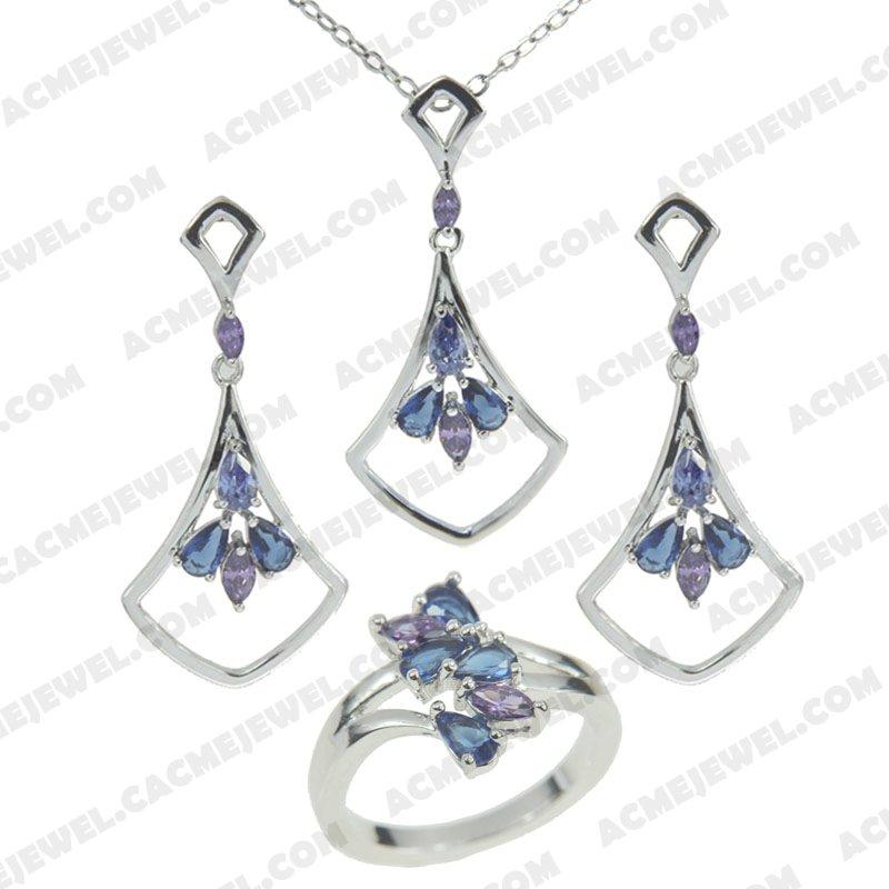 ﻿Jewellery Set 925 sterling silver   Rhodium 