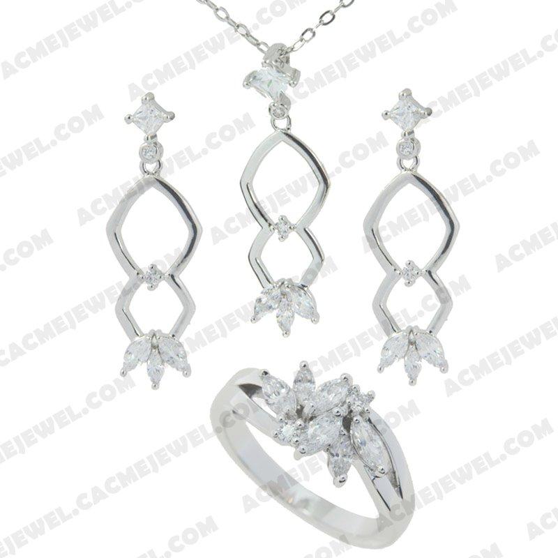 ﻿Jewellery Set 925 sterling silver   Rhodium 