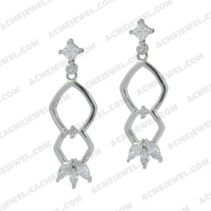 Earrings 925 sterling silver   Rhodium 