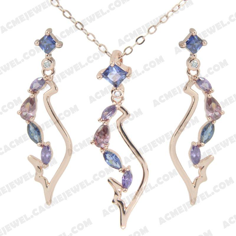 ﻿Jewellery Set 925 Sterling Silver  Rose gold