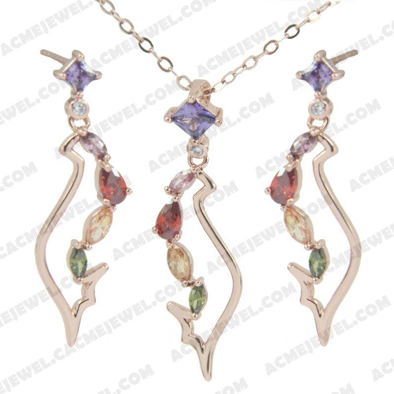 ﻿Jewellery Set 925 Sterling Silver  Rose gold