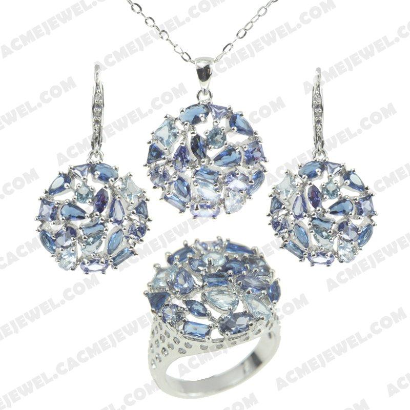 ﻿Jewellery Set 925 sterling silver   Rhodium 