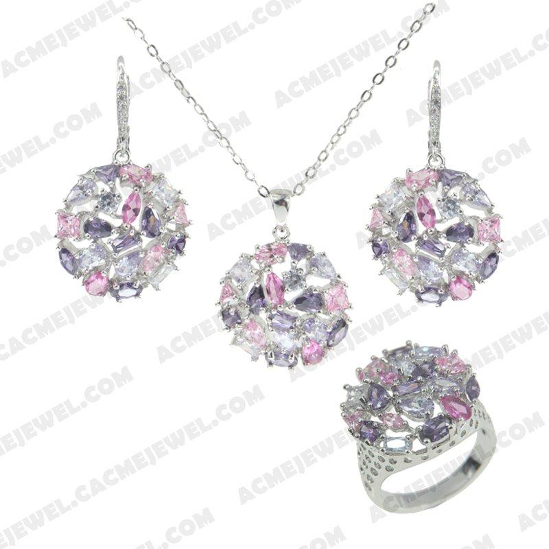 ﻿Jewellery Set 925 sterling silver   Rhodium 