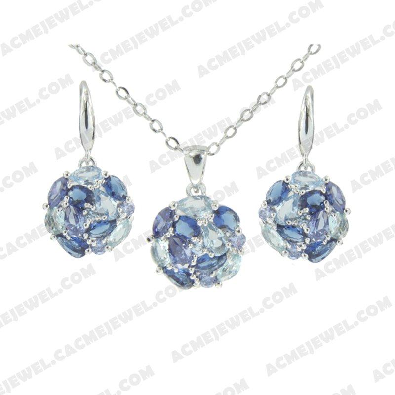 ﻿Jewellery Set 925 sterling silver   Rhodium 