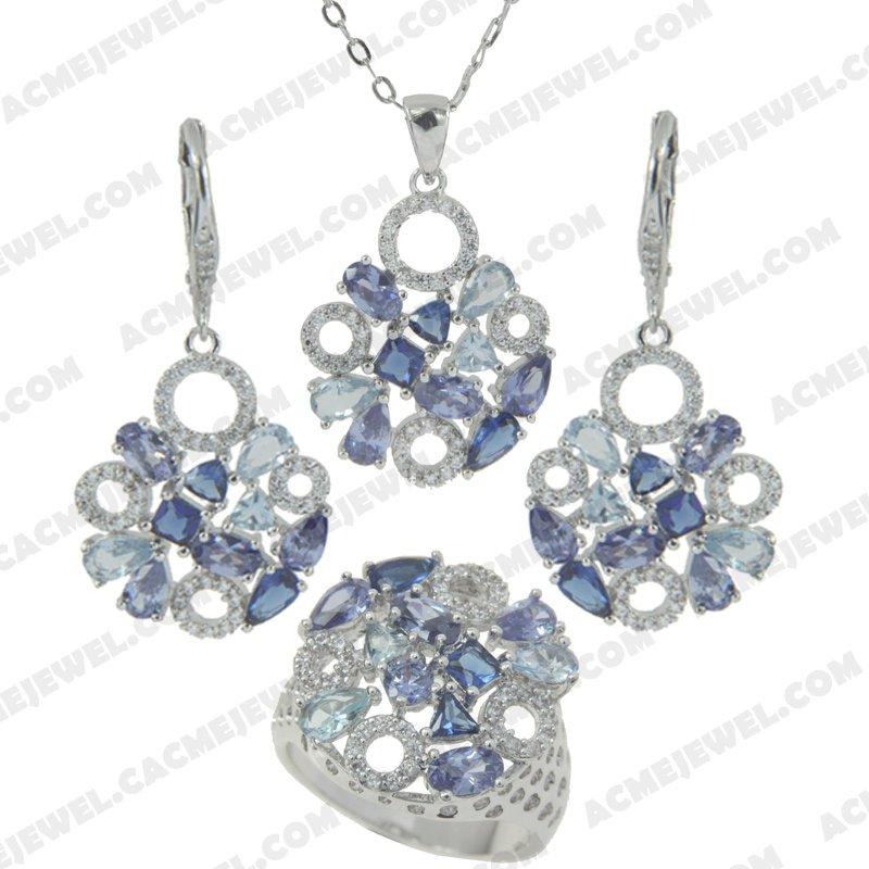 ﻿Jewellery Set 925 sterling silver   Rhodium 