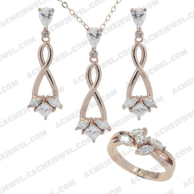 ﻿Jewellery Set 925 sterling silver   Rose gold 