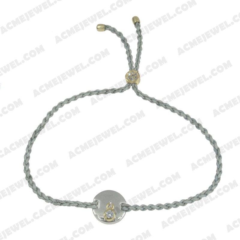 Bracelets & Bangles Cord with 925 sterling silver 2-tone Gold and rhodium Bracelets & Bangles Cord with 925 sterling silver 2-tone Gold and rhodium